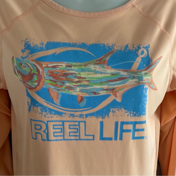 Reel Life Ladies Long Sleeve UV Tee (Coral Sand, Small) - Picture 2 of 5